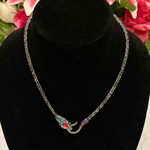 Betsey Johnson Crystal Snake Mesh Necklace Choker Dark Shadows Collection